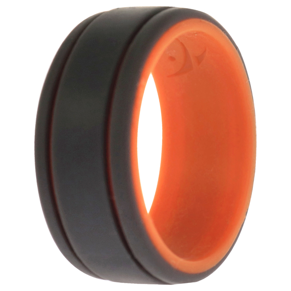 Silicone Wedding 2Layer Lines Ring - Orang-Grey by ROQ for Men - 8 mm Ring - Picture 2 of 2